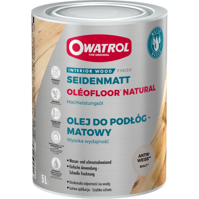 Wodny olej do drewna na podłogi Owatrol Oleofloor Natural 5L biały 1 szt