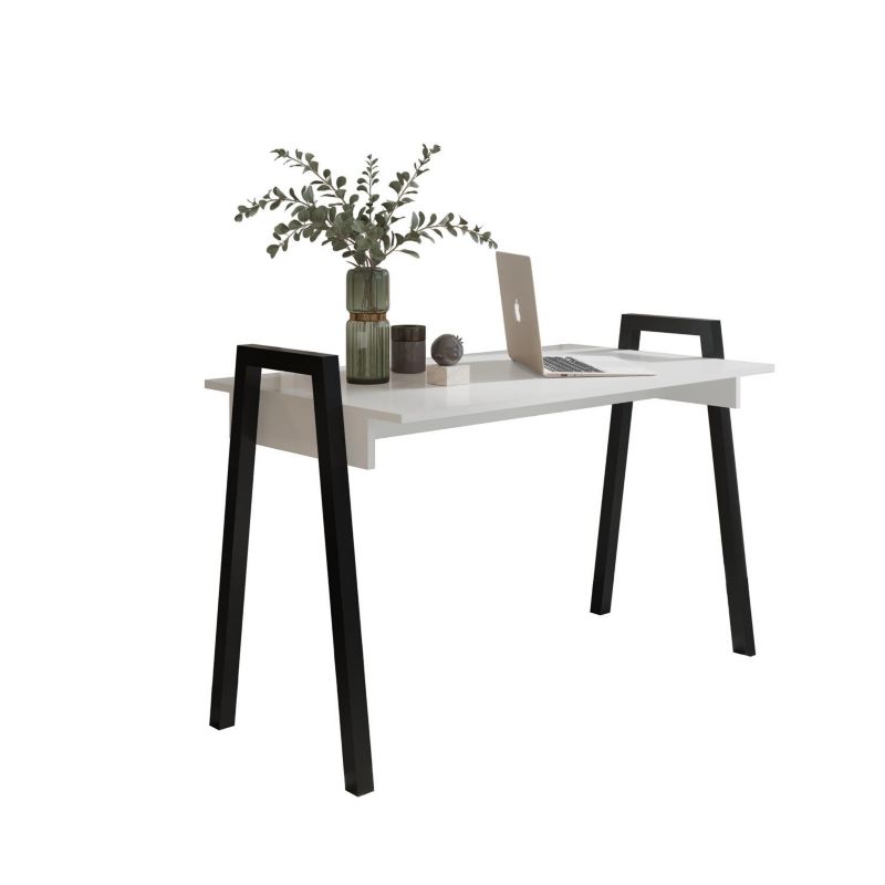 Biurko Bettso Frame 120x68cm nowoczesne na czarnych nogach biały 1szt.