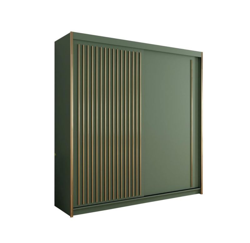 Szafa przesuwna Bettso Tiara 203 cm ze złotymi lamelami zielony 1szt.