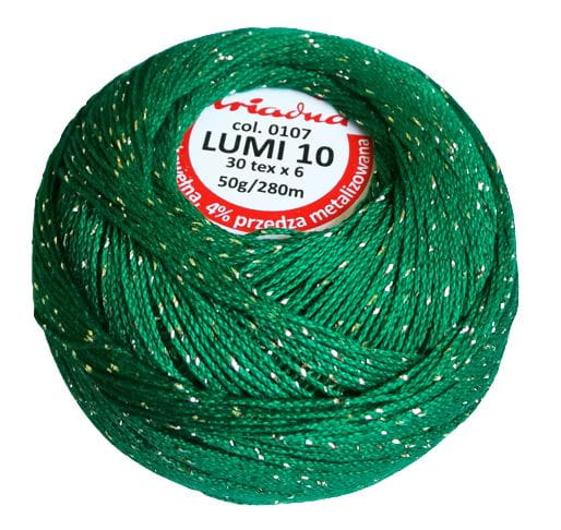 kordonek Ariadna Lumi 10 kol.0107 /zielony- złota nitka