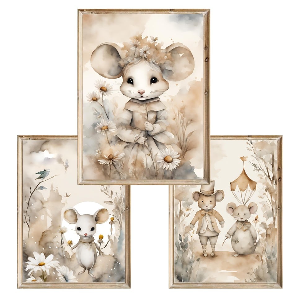 Zestaw trzech plakatów dla dzieci Polne Myszki 1 - A4