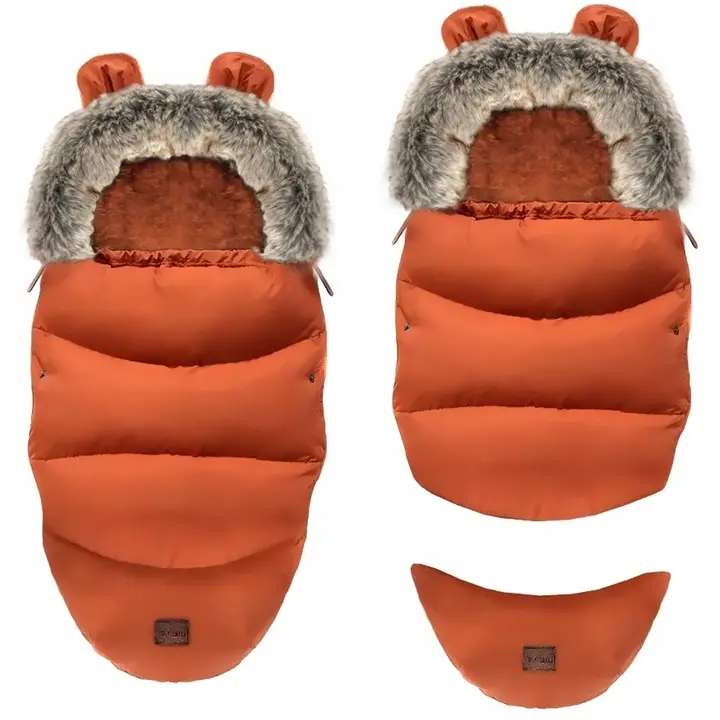 Śpiworek do wózka grow-up rosnący z dzieckiem z futerkiem karmel BWT