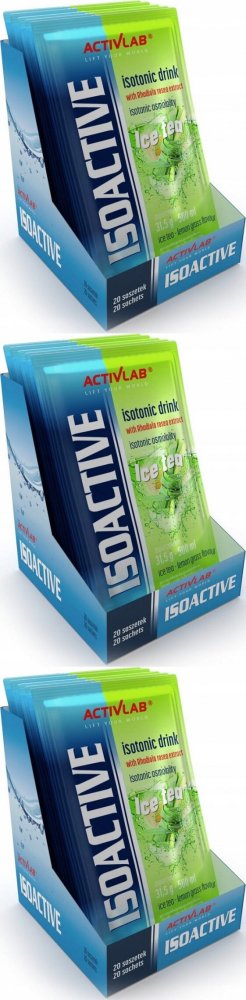 3x Napój izotoniczny Activlab Isoactive, w saszetkach, herbata z trawą cytrynową, 20 sztuk x 31.50g