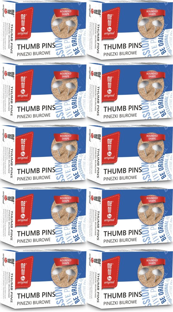 10x Pinezki MemoBe, 50 sztuk, srebrny