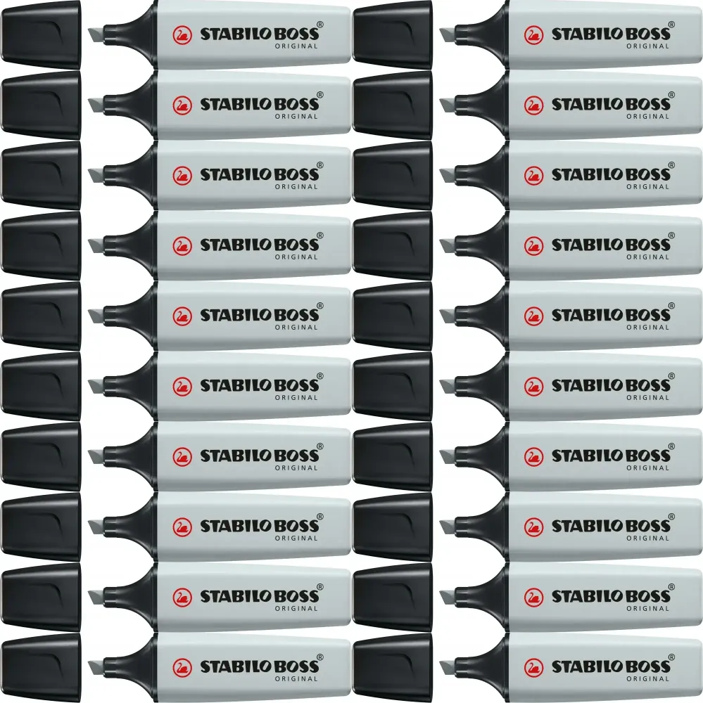 20x Zakreślacz Stabilo Boss Original 70/194, ścięta, pastelowy mglisty szary