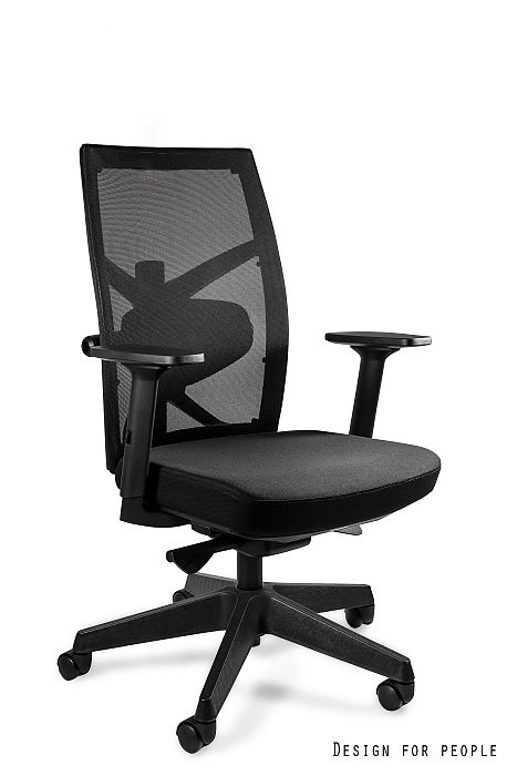 TUNE M fotel biurowy czarny stelaż, siatka/tkanina lub skóra naturalna kolory (Kolor siedziska i zagłówka: BL418, Kolor siatki: czarny)