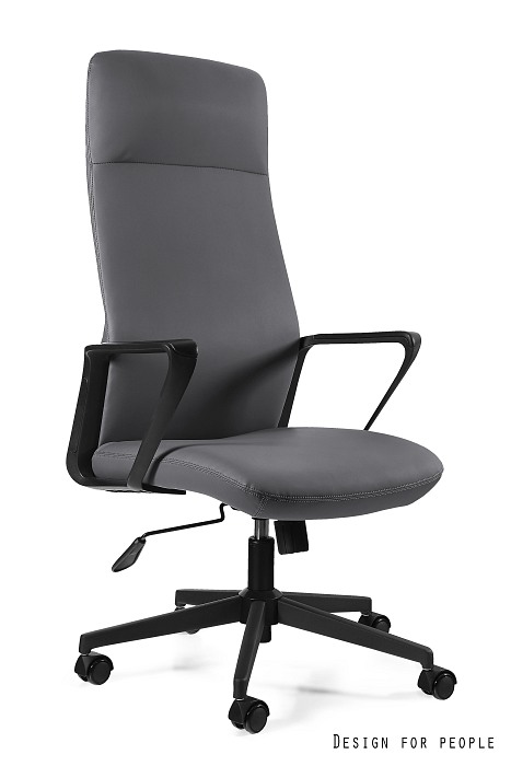 MARK fotel gabinetowy czarny lub szary, skóra naturalna (Kolor: szary)