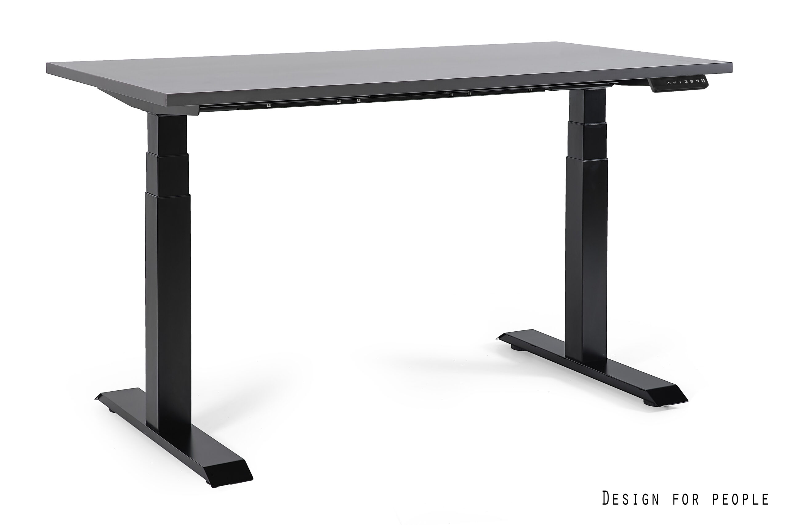 FIGHTER SINGLE DESK biurko z elektryczną regulacją wysokości, czarny stelaż (Wymiary blatu: 160 x 70, Kolor blatu: YZ-13 antracyt)