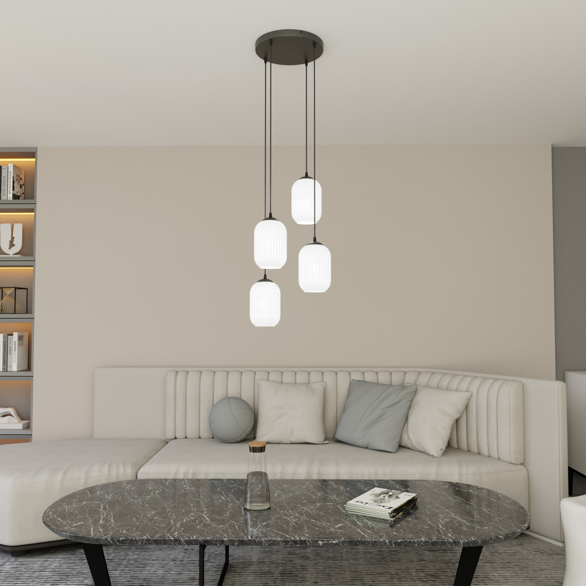 Emibig Verdi lampa wisząca 4x15 W biała-czarna 1435/4PREM