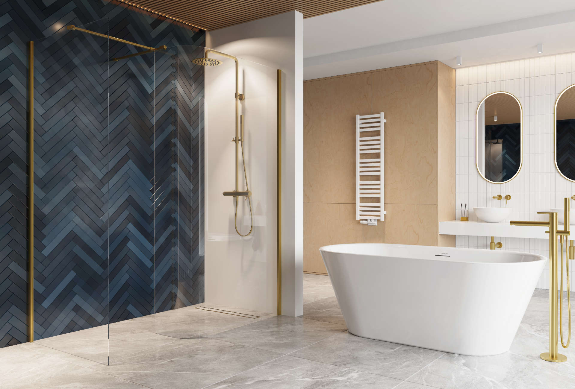 Excellent Vidoq ścianka prysznicowa walk-in 83 cm złoty połysk/szkło przezroczyste KAEX.1507.830.LP.GL