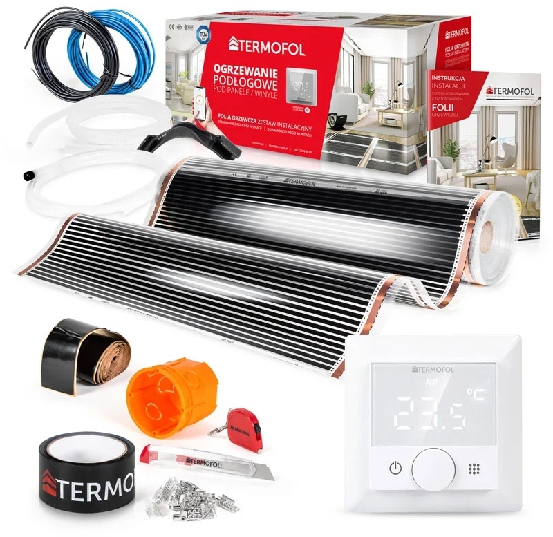Termofol TF folia grzewcza 12 m2 80W/m2 z akcesoriami i termoregulatorem TF-H5 białym TF310.80.H5.120