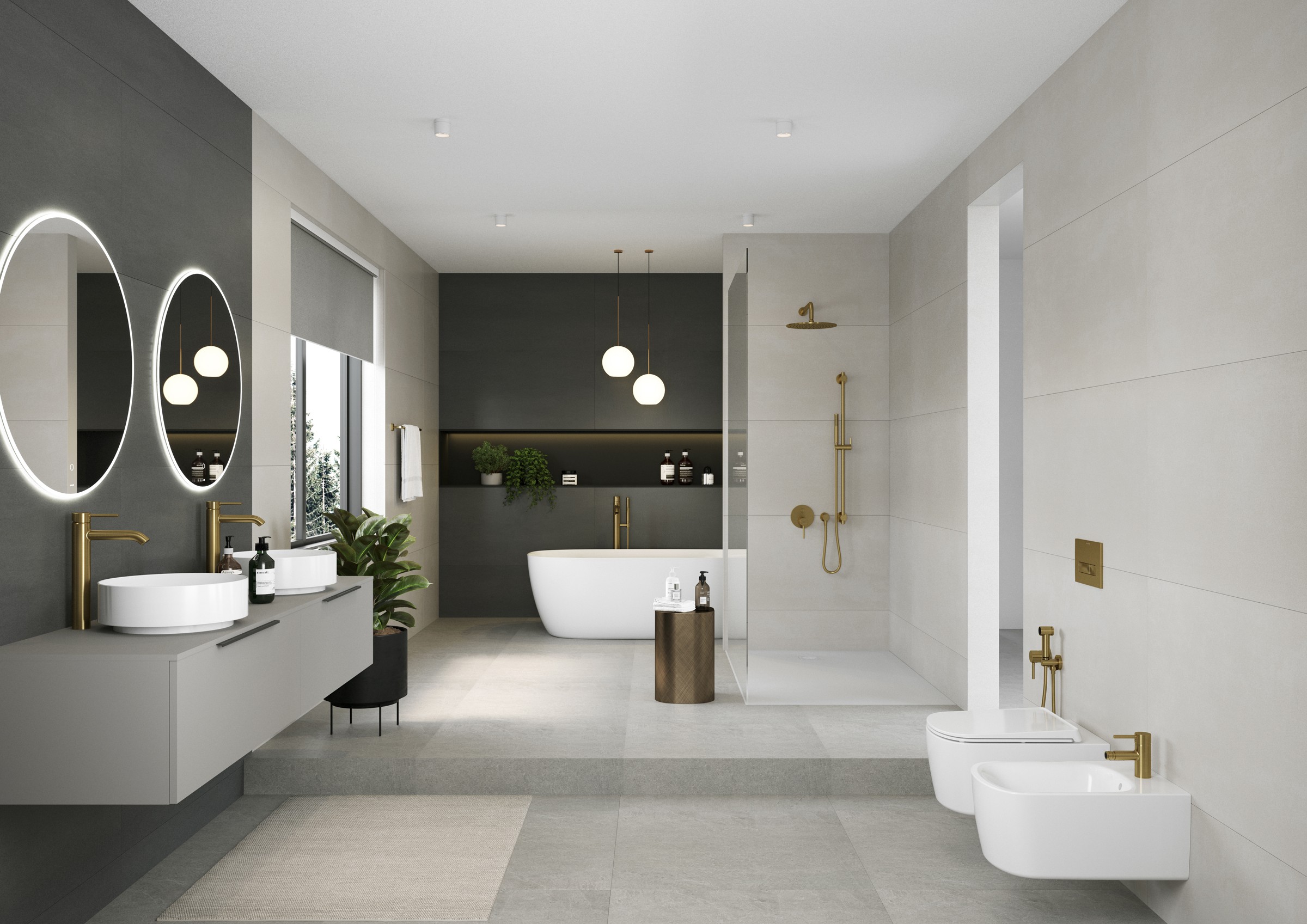 Kludi Bozz bateria bidetowa stojąca złoty szczotkowany 38533N076