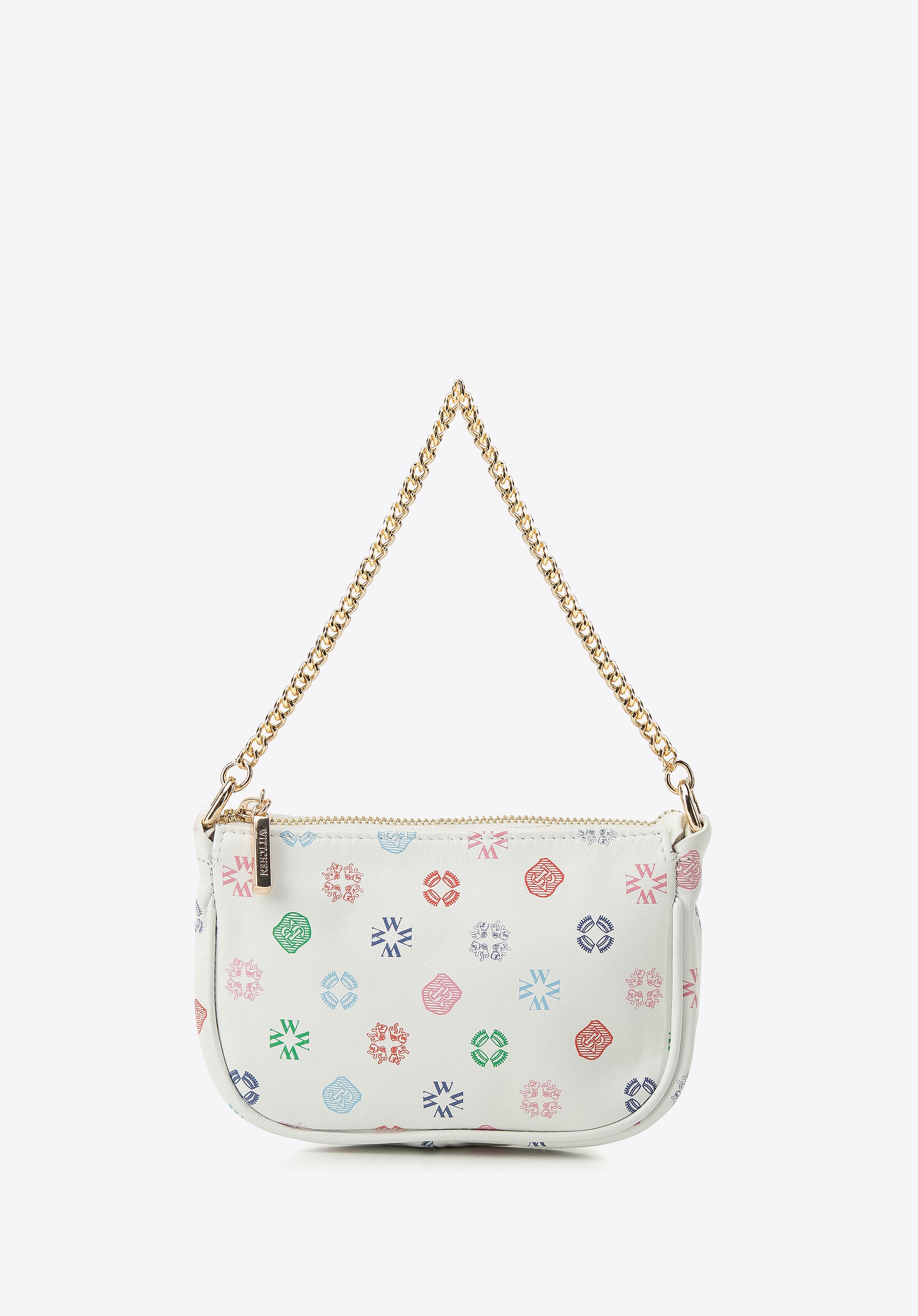 Damska minitorebka ze skóry w monogram na łańcuszku multikolor