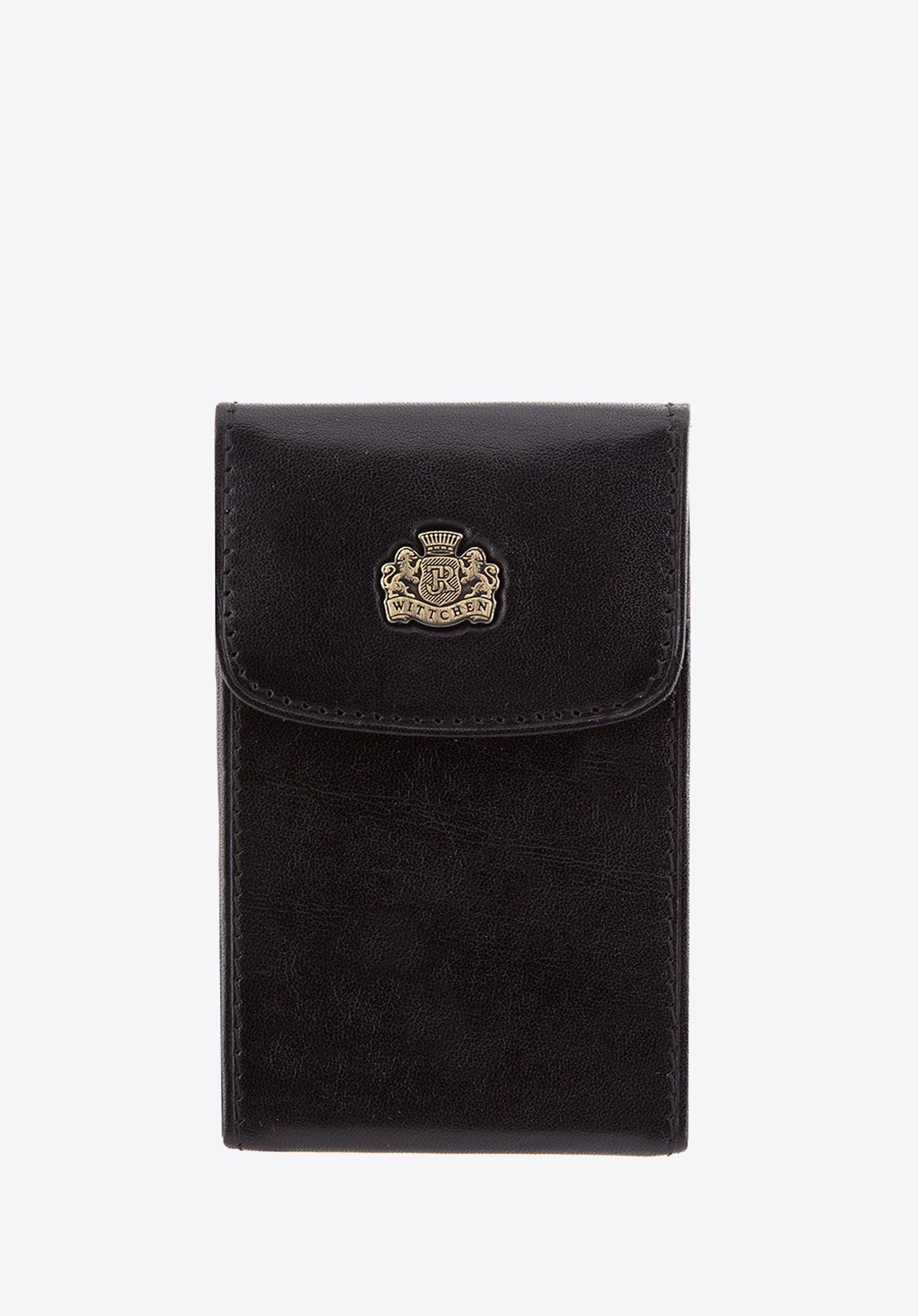 Etui na wizytówki ze skóry licowej czarne