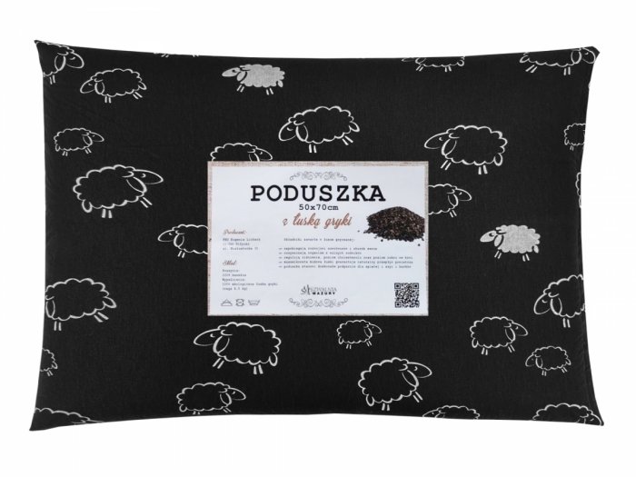 Poduszka z łuską gryki 50x70 wz. 8 baranki czarne