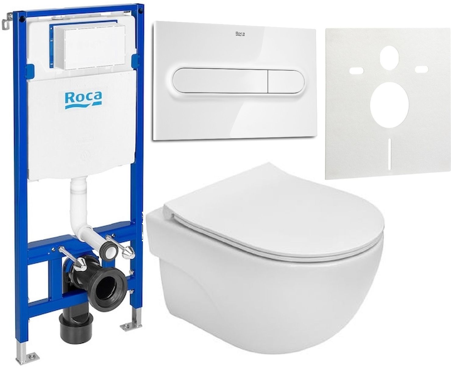 Darmowa Dostawa - Zestaw miska z deską i stelaż z przyciskiem Roca Meridian-N Compacto abset3724
