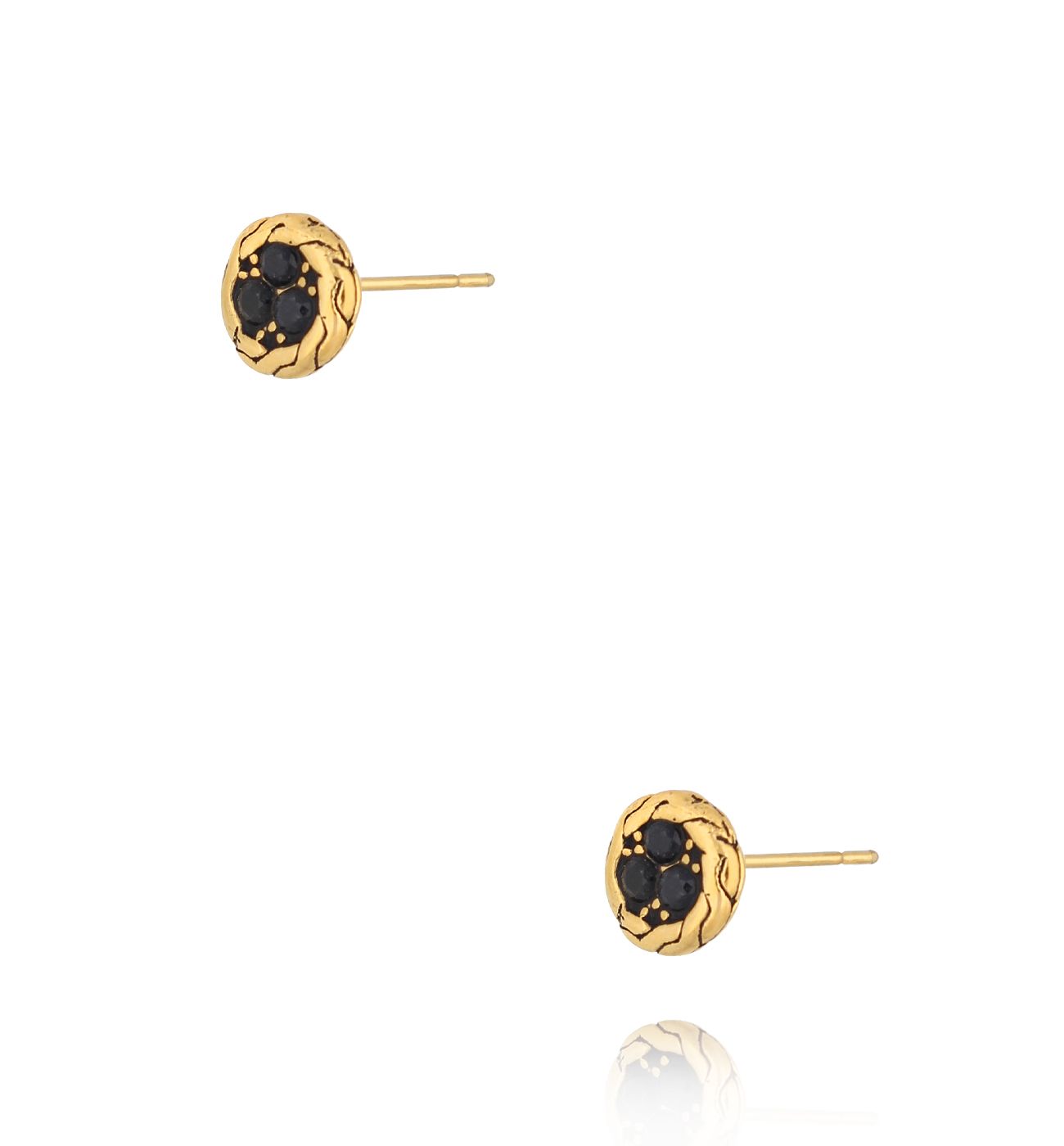 Kolczyki okrągłe złoto czarne Unisex 123 - By Dziubeka