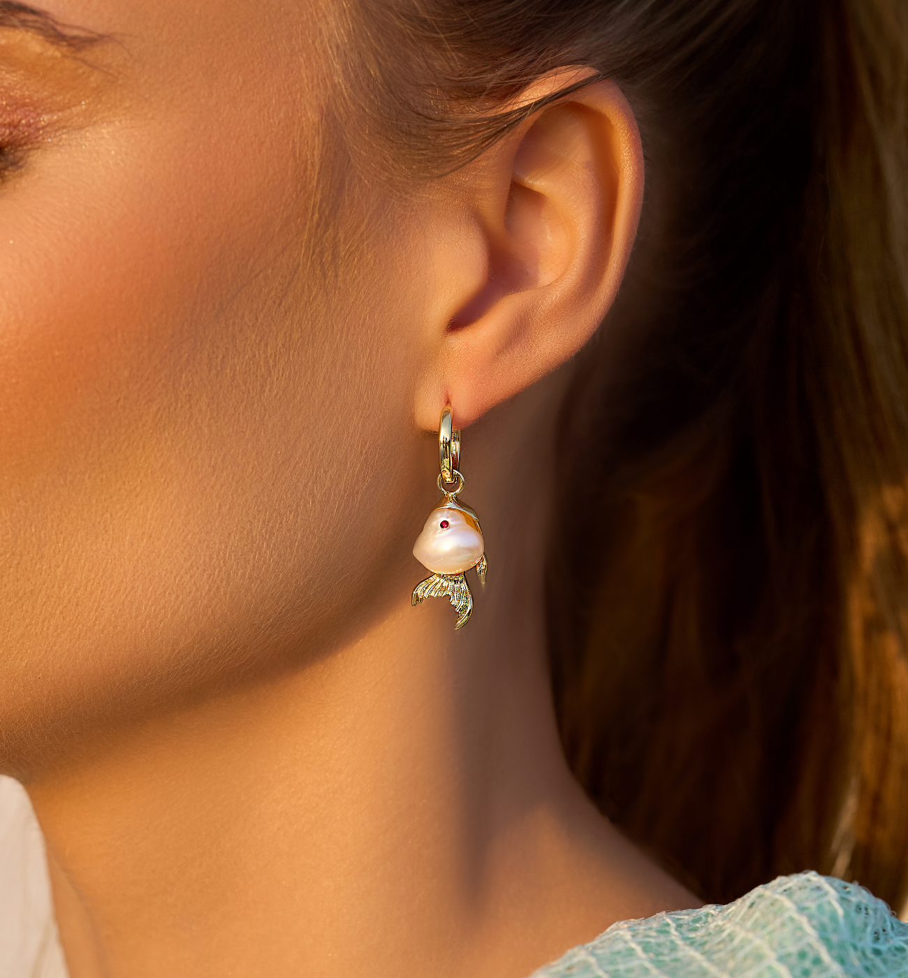 Kolczyki złote z rybkami Oceano - By Dziubeka