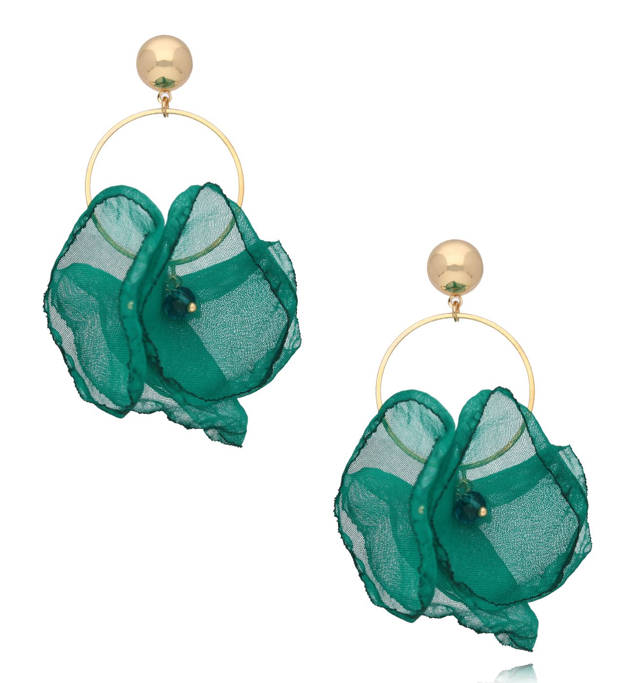 Kolczyki z zieloną tkaniną KBL1882