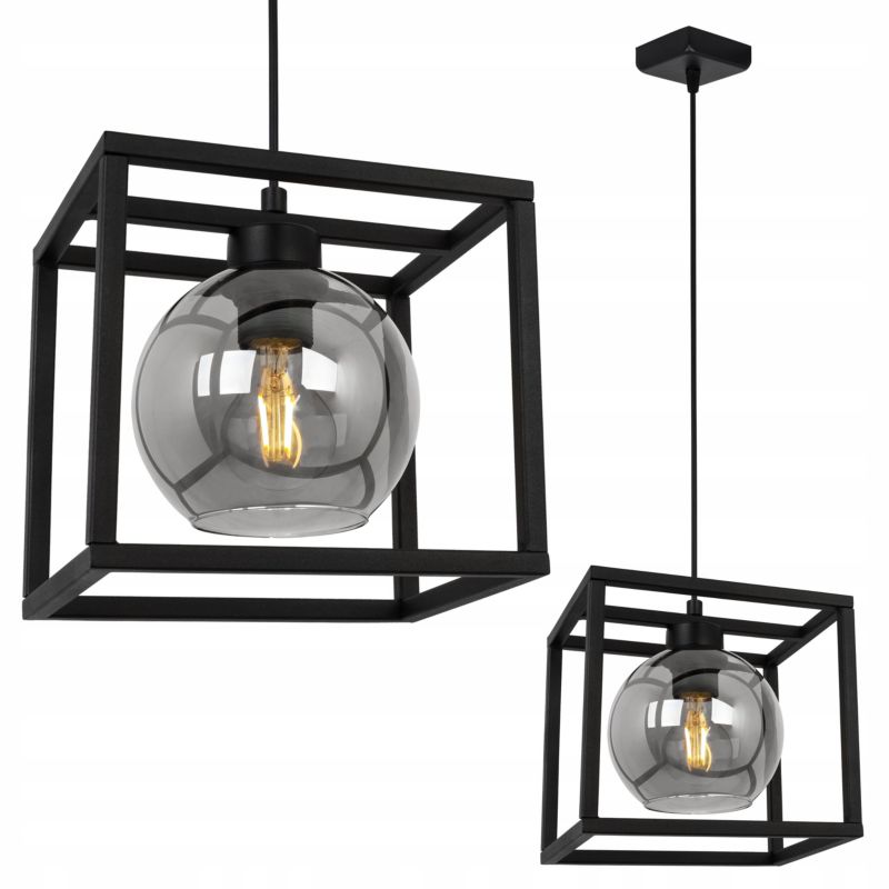 Lampa sufitowa wisząca Light Home LH Haga Cage 1x E27 60W szkło grafit 1szt.