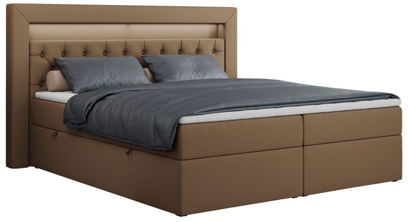 Łóżko kontynentalne MKS Meble GOLD 6 140x200 H3 Brązowy ecoskóra 1szt.