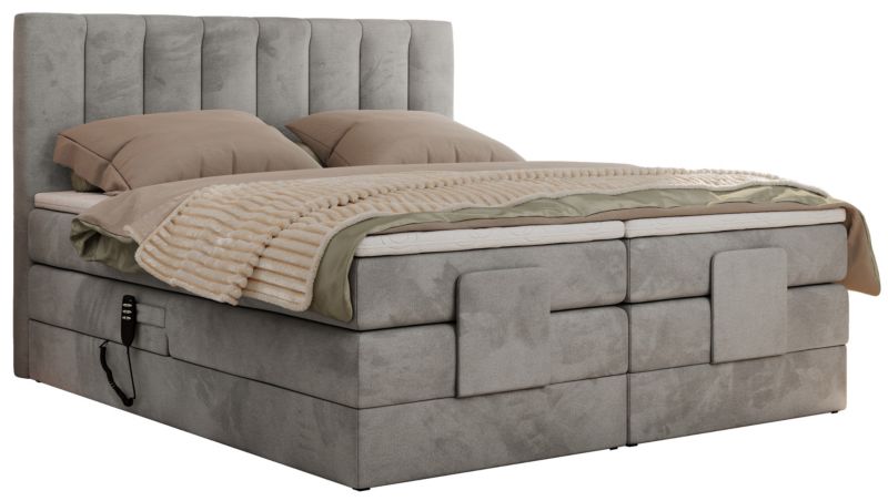 Łóżko kontynentalne MKS Meble COMFORTO 200x200 H3 Jasnoszary welvet 1szt