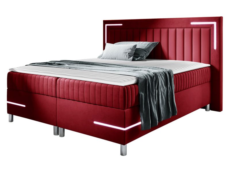 Łóżko kontynentalne MIRJAN 24 Tenosi 3 LED 180x200 karminowa czerwień 1 szt.