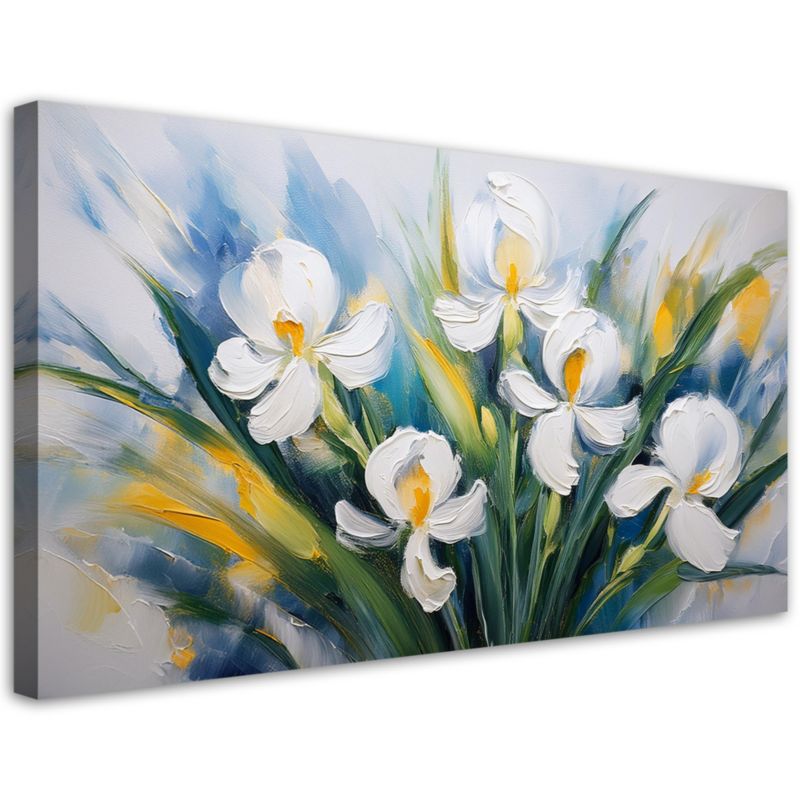 Obraz na płótnie Feeby Malowane Białe Irysy Kwiaty 120x60cm 1szt