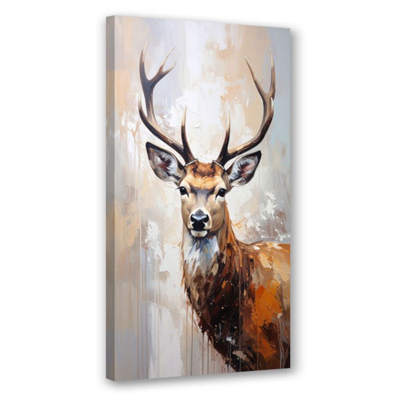 Obraz nowoczesny do salonu Feeby Portret Jeleń Natura Zwierzeta Beżowy 60x120cm 1szt