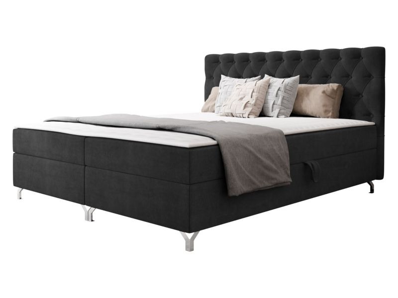Łóżko kontynentalne MIRJAN 24 Chester 2 160x200 czarny plusz 1 szt.