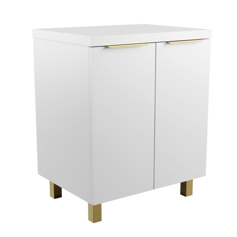 Szafka Łazienkowa SKXMeble Regał Stojąca Pod Umywalkę Mila Biały Uchwyty Krawędziowe Złote 75x90x47 1szt.