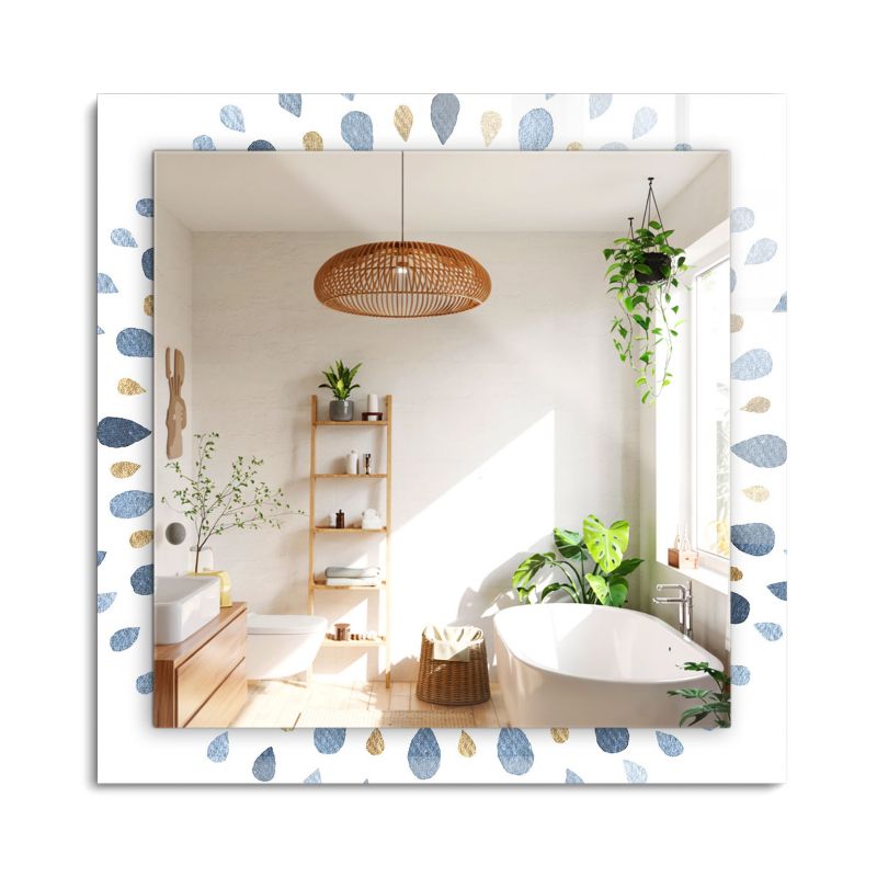 Lustro z Nadrukiem ArtPrintCave 60x60 cm Abstrakcyjny wzór mandali Ozdobna Rama Szklana z Printem do Łazienki 1 szt.