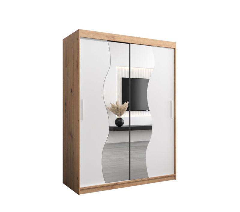 Szafa przesuwna Garderoba Abiks MADRYT 150 dąb artisan + biały mat 1 szt.