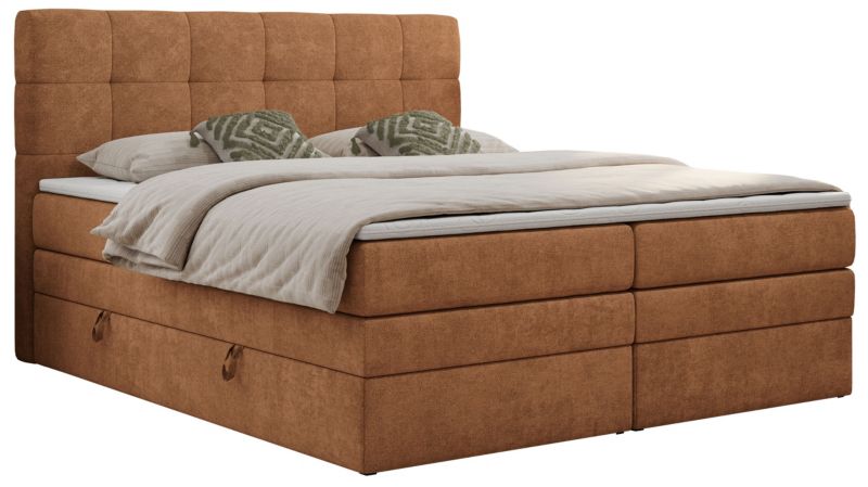 Łóżko kontynentalne MKS Meble LUKA KING 180x200 H4 Pomarańczowy struktura 1szt.