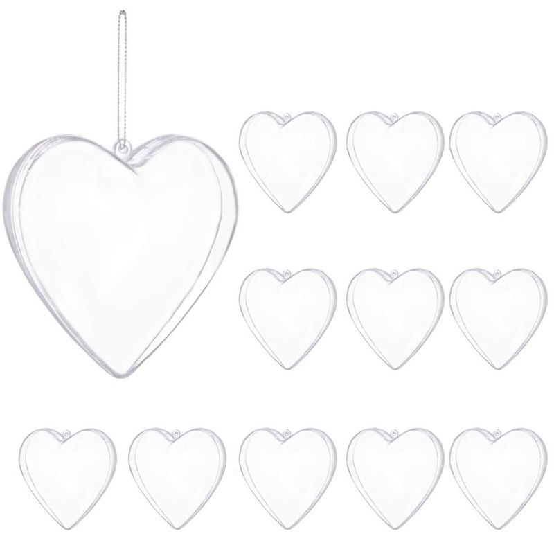 Bombki akrylowe Springos 12 cm serce plastikowe decoupage 12 szt.
