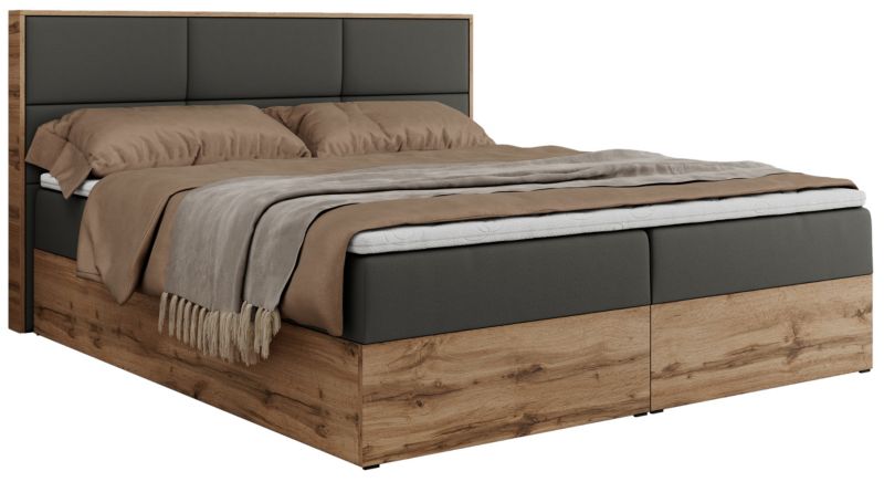 Łóżko kontynentalne MKS Meble ALBERO 2 180x200 H4 Szary ecoskóra 1szt.