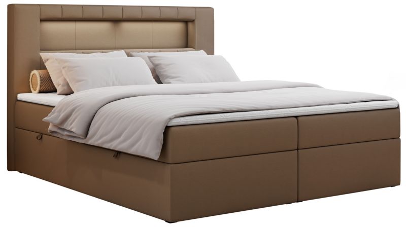 Łóżko kontynentalne MKS Meble GOLD 5 120x200 H3 Brązowy ecoskóra 1szt.