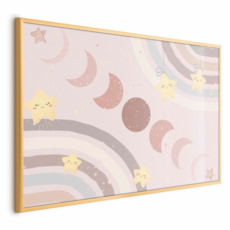 Plakat Artgeist Księżyc z tęczą 60x40 cm z ramą złotą 1 szt