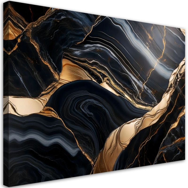 Obraz na płótnie Feeby Czarny Marmur ze Złotem 100x70cm 1szt