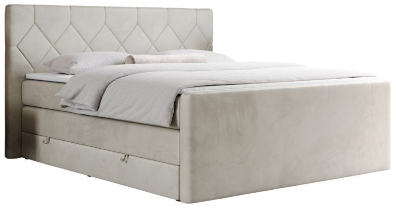 Łóżko kontynentalne MKS Meble KING EIGAR 120x200 H4 beżowy welwet 1szt.