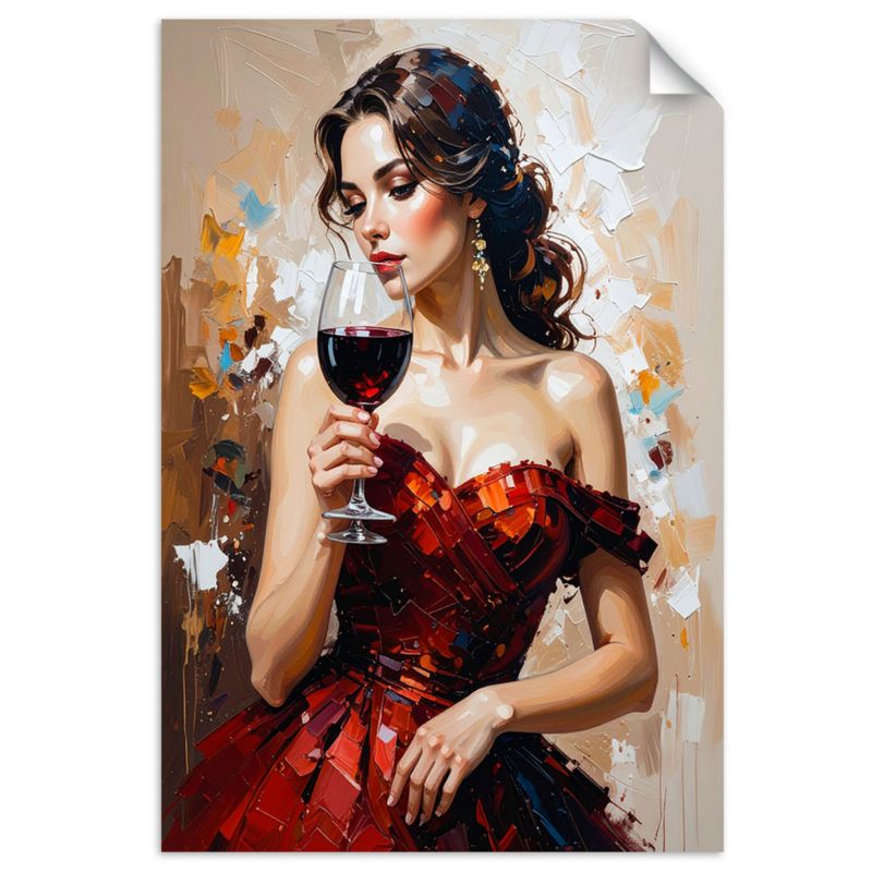 Naklejka samoprzylepna Feeby Dziewczyna z kieliszkiem wina 40x60cm 1szt