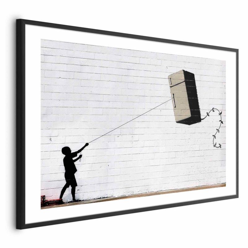 Plakat Artgeist Latająca lodówka 90x60 cm z ramą czarną 1 szt