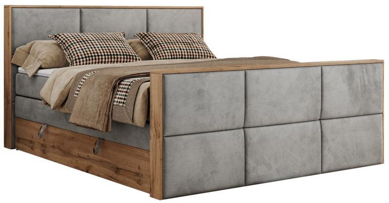 Łóżko kontynentalne MKS Meble ALBERO 2 KING DUO 140x200 H4 Jasnoszary welvet 1szt.