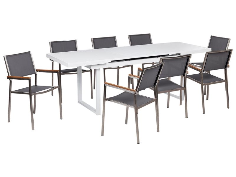 dla 8 osób Zestaw: stół z 8 krzesłami Valcanetto/grosseto Metal Szary 1 kpl