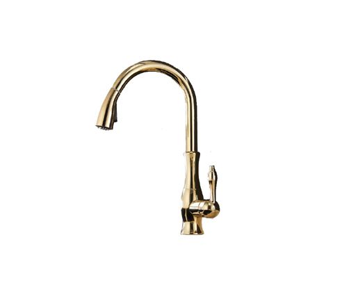 Bateria kuchenna Lauferi ATALANTE z wyciąganą wylewką mosiężna złota retro 1 szt.