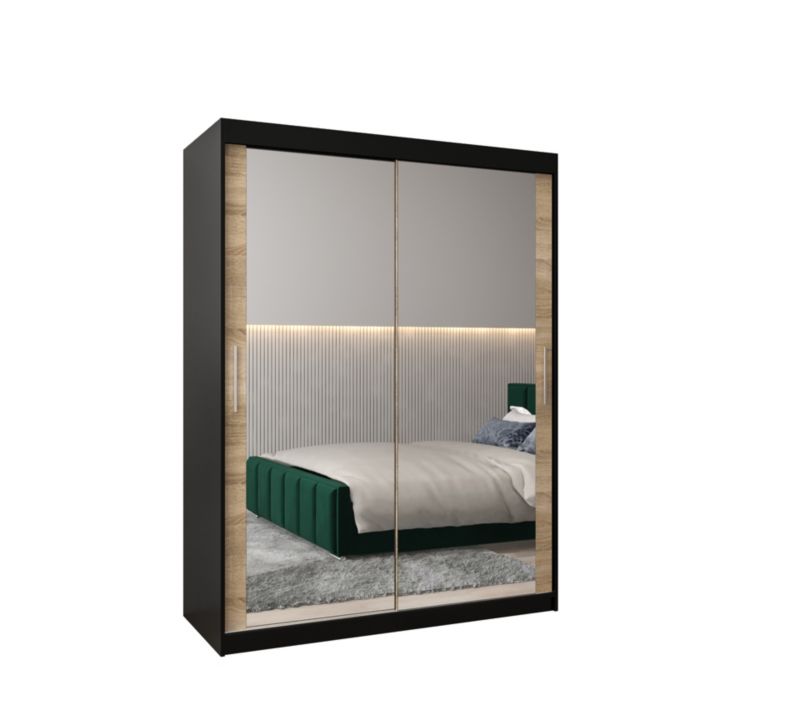 Szafa przesuwna Garderoba Abiks Tokyo 3 150 czarny + sonoma 1 szt.