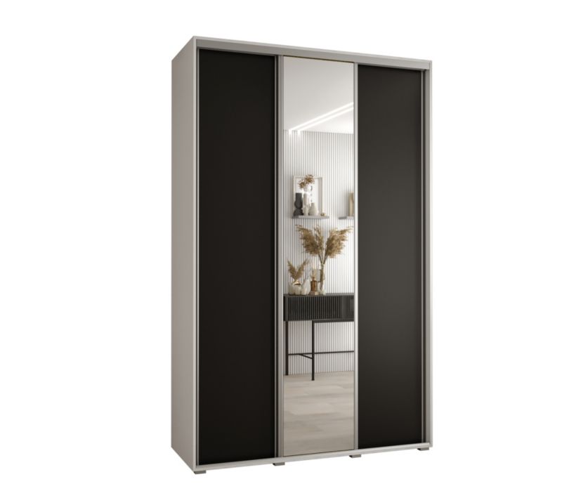 Szafa przesuwna Abiks DAVOS 3 wysoka szer.150cm gł.45cm biały/czarny/srebrny 1szt.