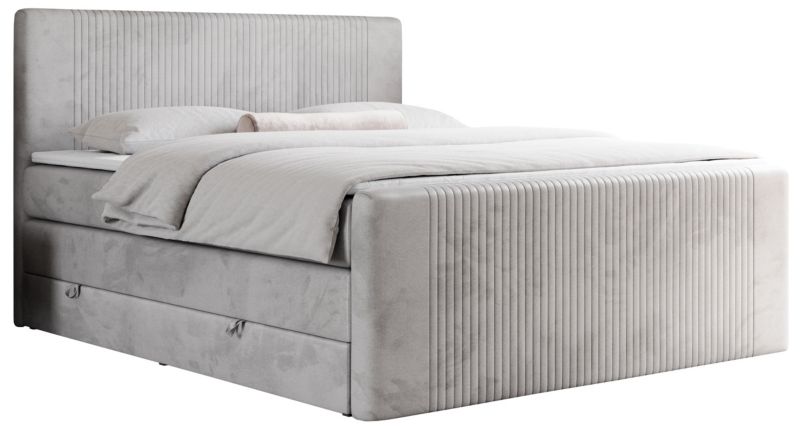 Łóżko kontynentalne MKS Meble KING DOREN 140x200 H4 jasnoszary welwet 1szt.