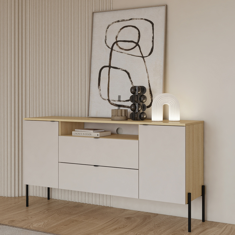 Dwudrzwiowa komoda 140 cm do salonu ORE dąb lindberg