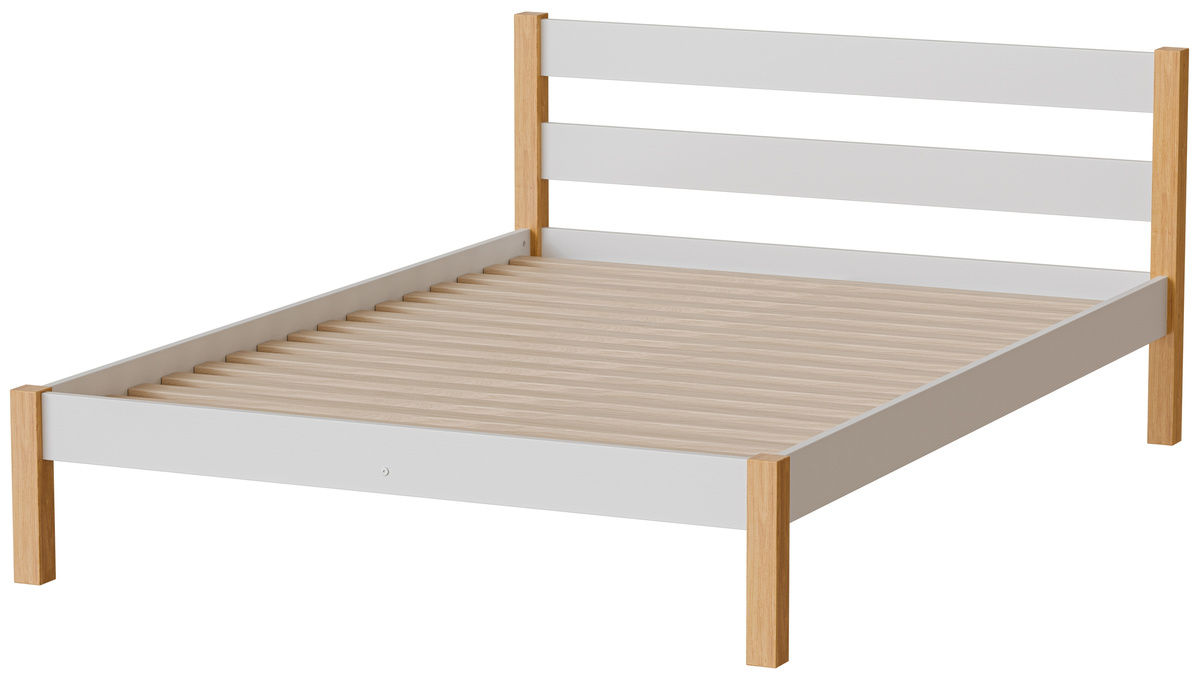 Białe nowoczesne drewniane łóżko 140x200 cm IVALO